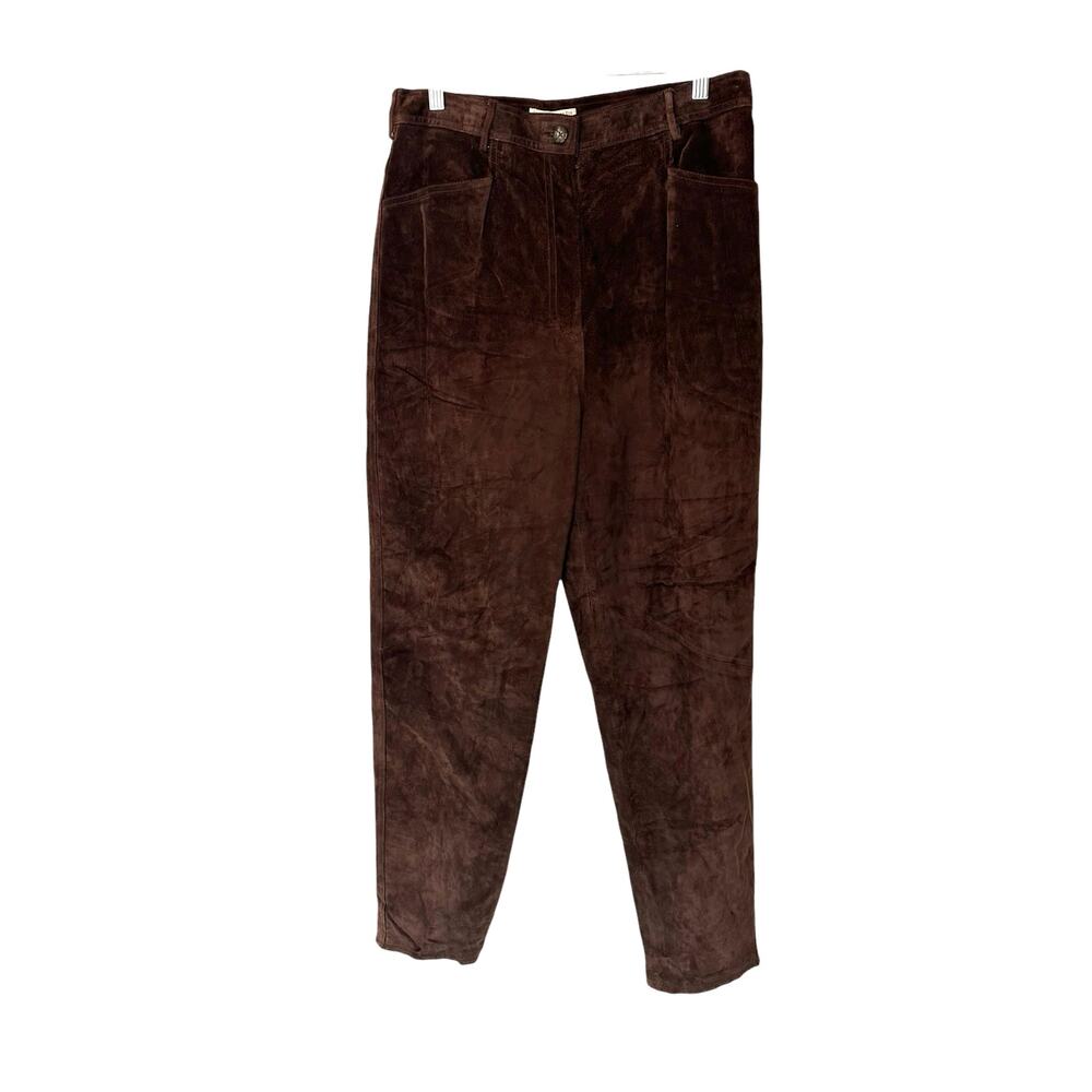 VTG Lord & Taylor Brown Western Leather‎ High Waisted Straight Leg Pant Size 14